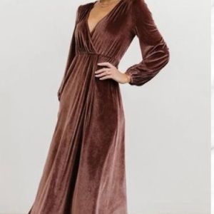Baltic Born Dusty Plum long sleeve velvet dress